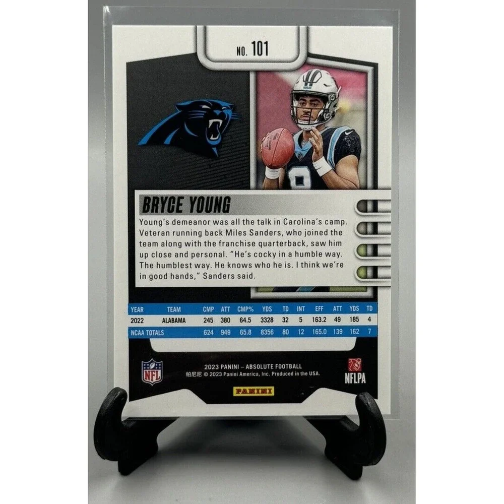 Bryce Young RC 2023 Prizm Absolute‎ Football #101 Carolina Panthers Rookie Card